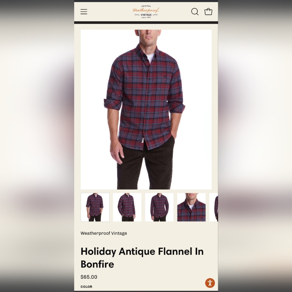 Weatherproof Plaid Casual Button Down Shirt in Deep Burgundy and Navy